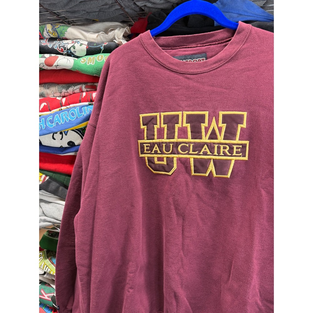 Jansport UW Eau Claire Sweatshirt Mens XL Maroon University Wisconsin Crewneck
